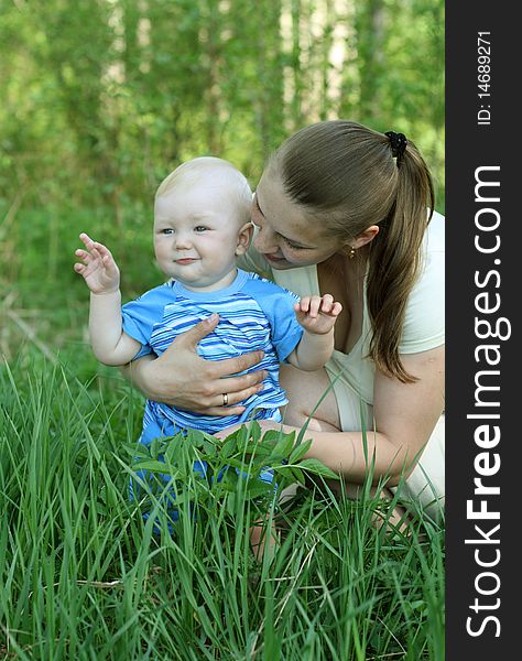 Mother with baby in the park