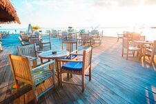 Free Summer Empty Outdoor Cafe At Exotic Island On The Seashore Stock Images - 146888104