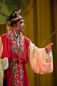 China Opera Clown With Red Hat Stock Photo