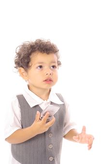 Young Toddler On The Cellphone Royalty Free Stock Image Young Toddler On The Cellphone Royalty Free Stock Image