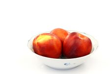White Bowl With Three Nectarines Royalty Free Stock Photo White Bowl With Three Nectarines Royalty Free Stock Photo