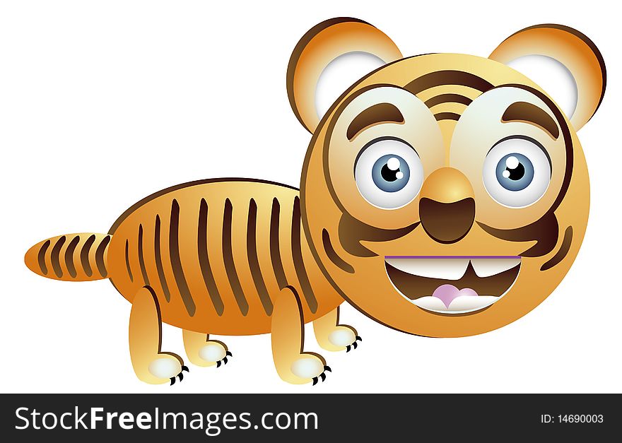 Merry and mischievous tiger stripes on a white background