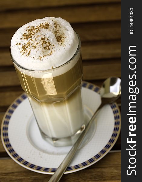 Froth Drink,Coffee Latte Macchiato in a glass