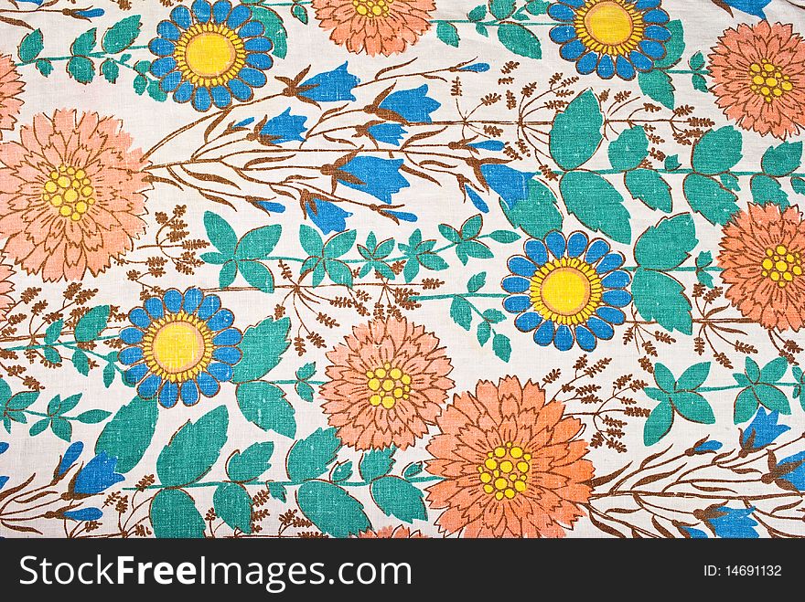 Linen fabrics with retro floral pattern