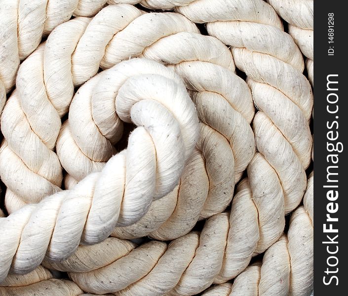 Picture of thick white spiroid isolated rope. Picture of thick white spiroid isolated rope