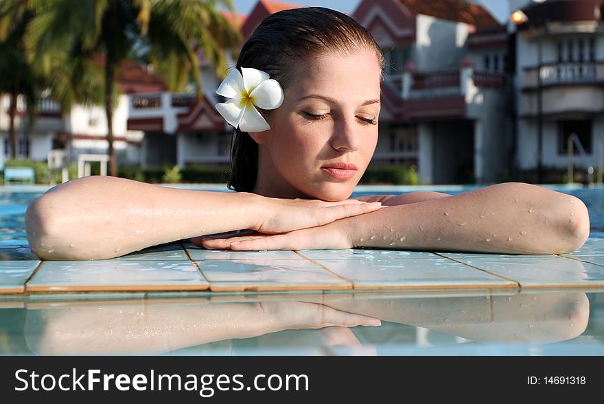 Woman in swimming pool