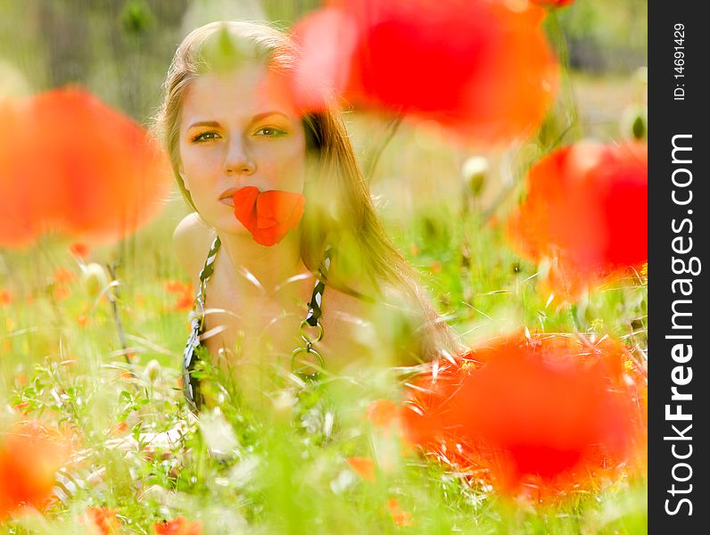 Woman And Poppies