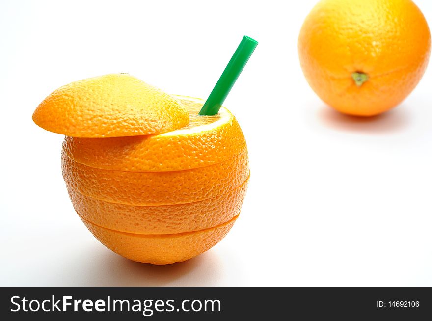 Abstract orange juice with straw. Abstract orange juice with straw