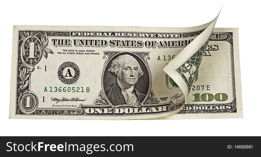 Dollars,isolated on white with clipping path.