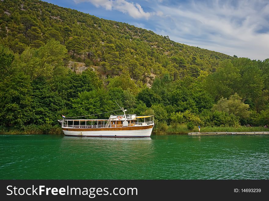 Boat in national park Krka