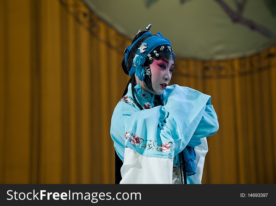 China opera woman in blue. China opera woman in blue.