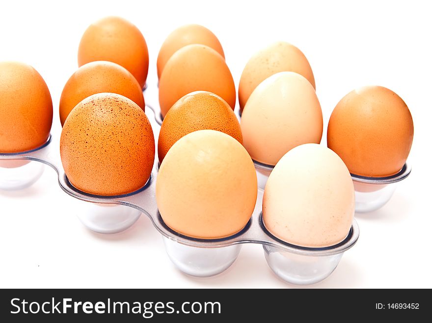 Rows from eggs isolated on white background. Rows from eggs isolated on white background