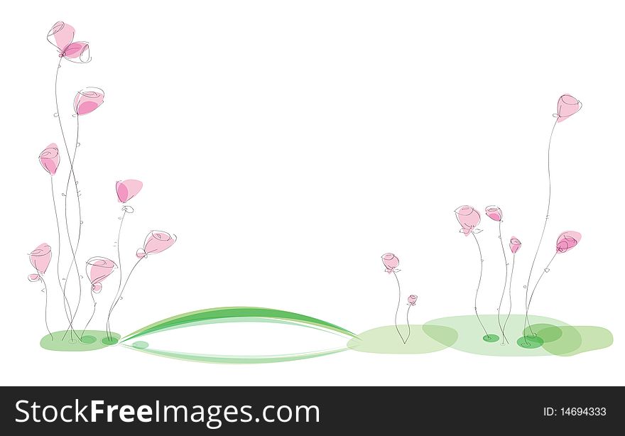 Hand-drawn cartoon fantasy flowering plants. Hand-drawn cartoon fantasy flowering plants