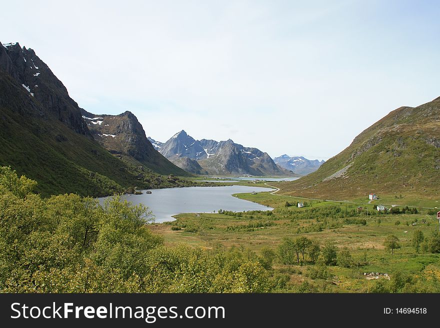 The biggest fjord of  Flakstad, an island of Lofoten's achipelago  norwegian arctic circle. The biggest fjord of  Flakstad, an island of Lofoten's achipelago  norwegian arctic circle