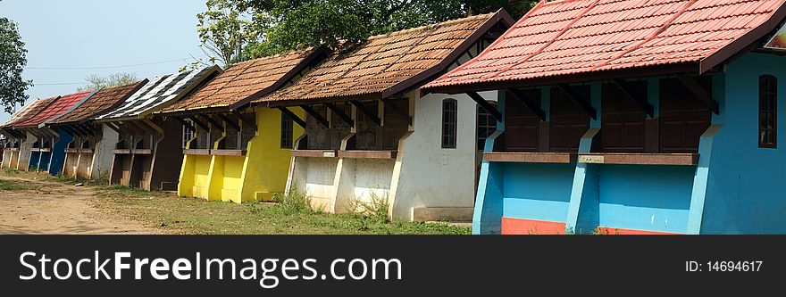 Colourful alms houses in Kerala, India