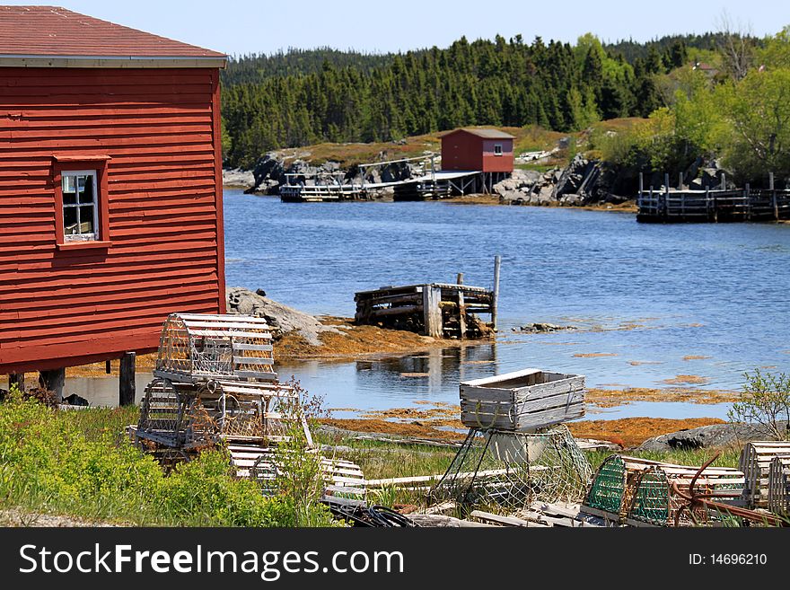 Tranquil scene of fishing Stages