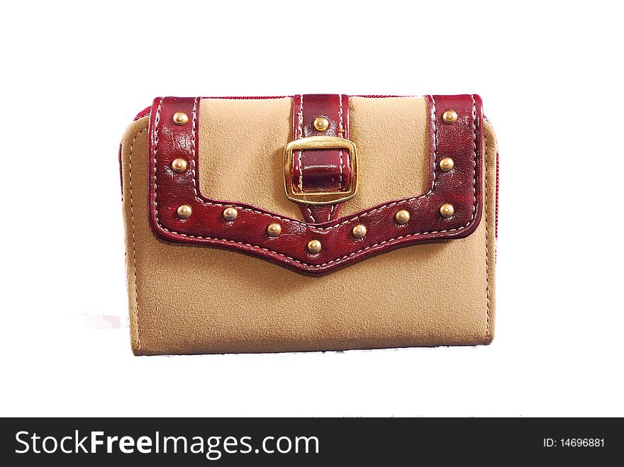 Purse from a light skin with red inserts