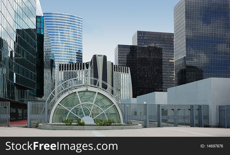 Modern futuristic buildings in La Defense, Paris. Modern futuristic buildings in La Defense, Paris