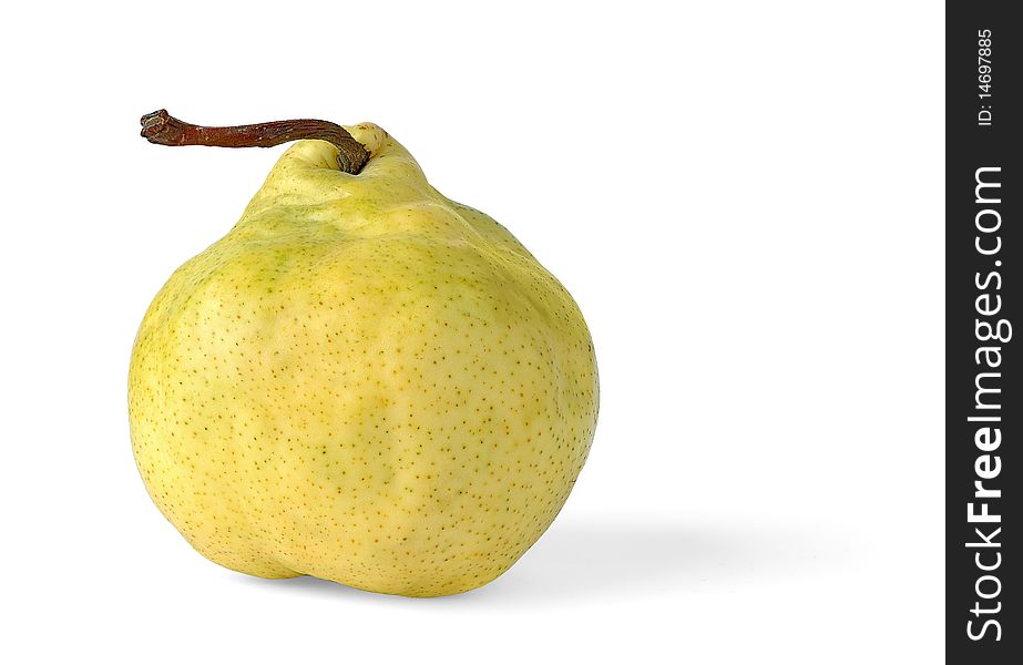 Juicy ripe yellow pear over white background. Juicy ripe yellow pear over white background