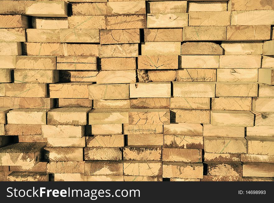 Pile of wood. Planking for floor.