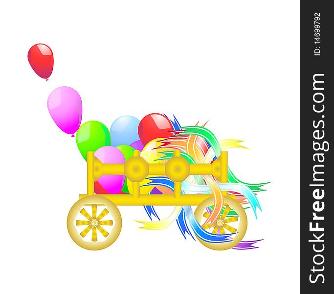 Cart with ribbons and balloons