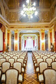 Lviv Opera House. Interior. Beautiful Old Chairs In The Theater Stock Photography