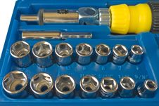 Screwdriver And Screws On Toolbox Royalty Free Stock Photo