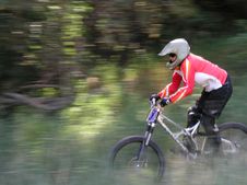 Mountain Bike Motion Panning Stock Photo