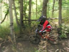 Child Mountain Bike Motion Pan Stock Photo