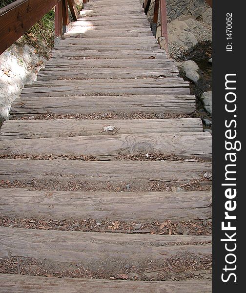 wooden Stairway in a mountain