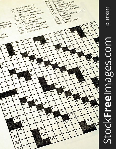 This is a close up image of a crossword puzzle.