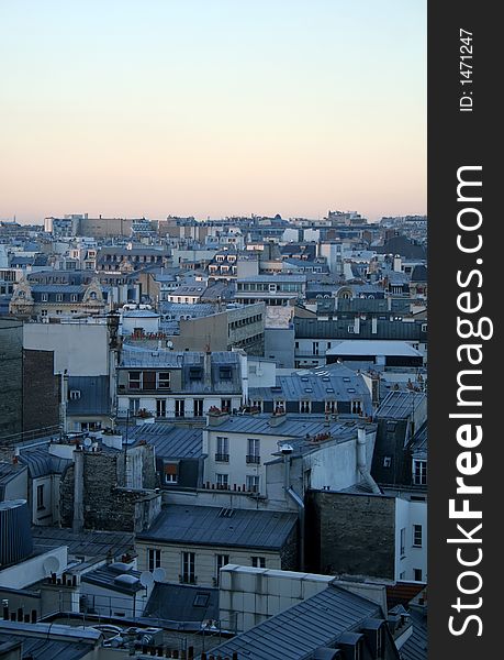 Paris cityscape, urban french roof