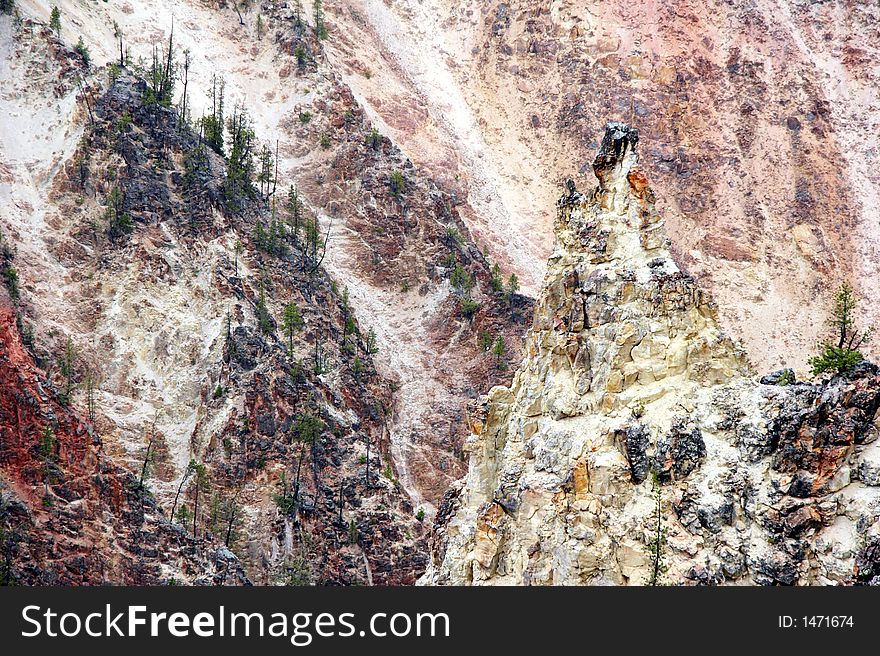 Grand Canyon of Yellowstone National Parl downstream from Lower Falls. Grand Canyon of Yellowstone National Parl downstream from Lower Falls