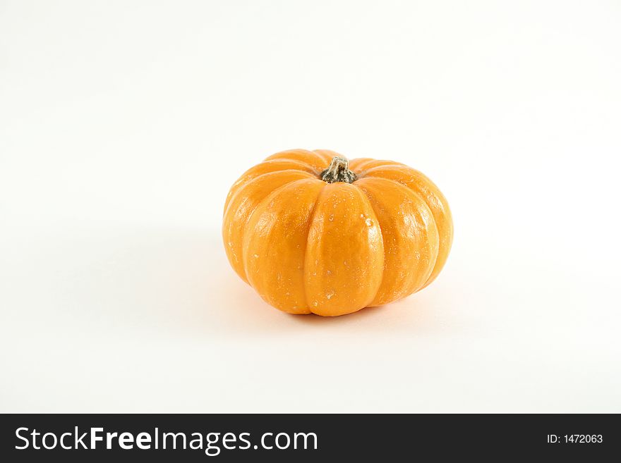 Orange miniature pumpkin on white background