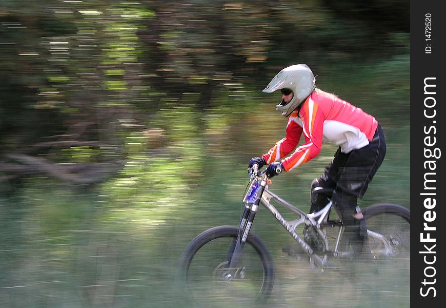 Racing mountain bike zooming past 6. Racing mountain bike zooming past 6