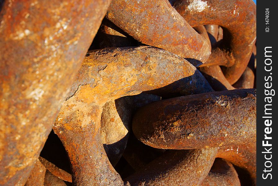 Closeup of a ships anchor chain