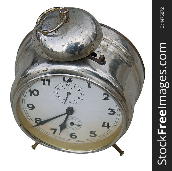 Vintage chromed tin alarm clock. Vintage chromed tin alarm clock