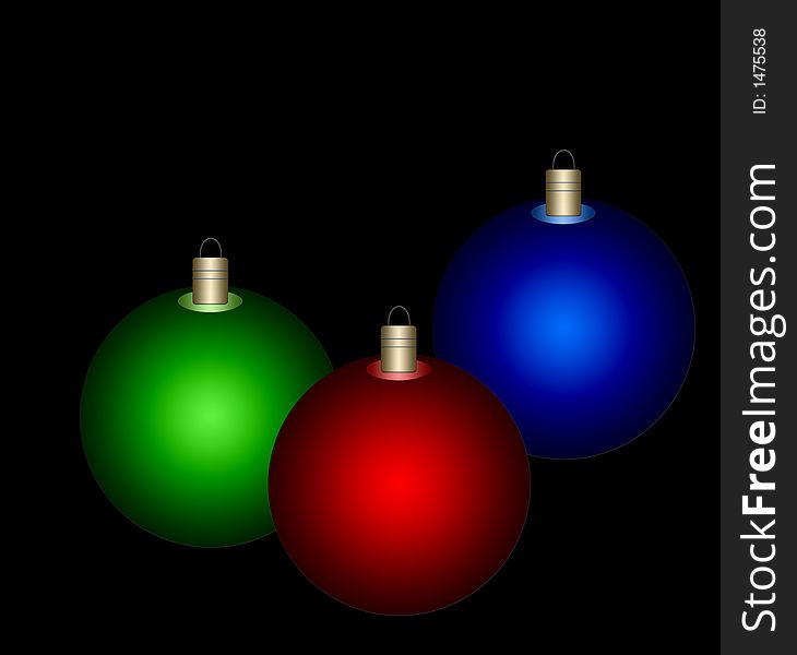 Red, green and blue christmas ornaments