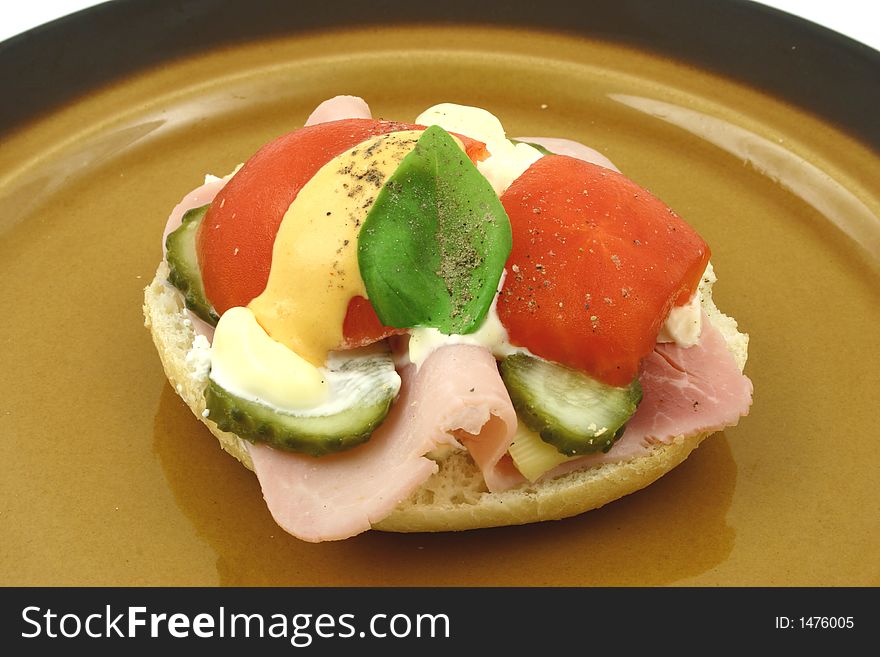 Small colourful sandwich on plate