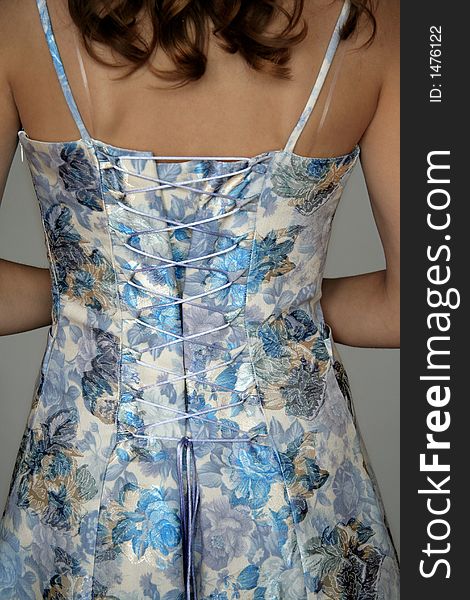 Blue dress with the floral pattern