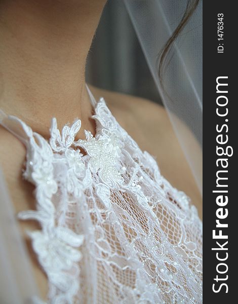 Picture of a bride neckline. Picture of a bride neckline