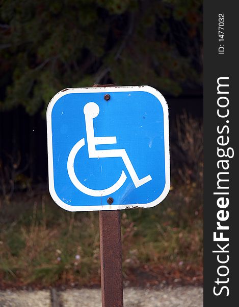 Blue sign - parking lot for wheelchair driver