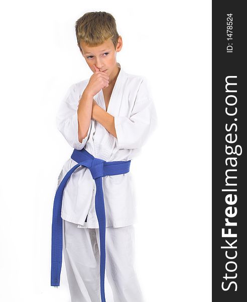 Child in karate . shot in studio