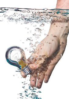Hand And Bulb In Water Stock Image Hand And Bulb In Water Stock Image