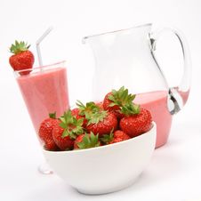 Strawberries And A Strawberry Shake Stock Photos
