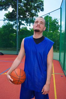 Basketball Player With Ball On The Sportground Stock Image Basketball Player With Ball On The Sportground Stock Image