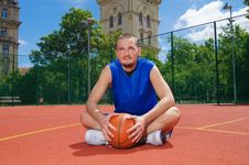 Young Man With Basketball Ball Stock Photos Young Man With Basketball Ball Stock Photos