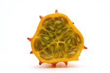 Horned Melon Cut Away Stock Photo Horned Melon Cut Away Stock Photo