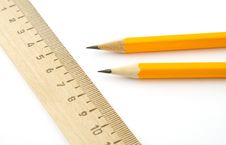 Ruler And Two Pencils Royalty Free Stock Photos Ruler And Two Pencils Royalty Free Stock Photos