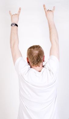 Man With Raised Hands Stock Photos